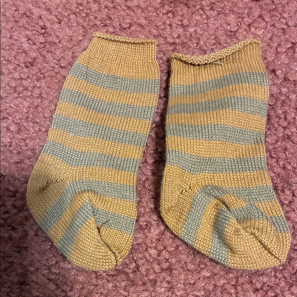 American Girl Doll Vintage Kirsten Striped Tan and Gray Socks from Meet Outfit